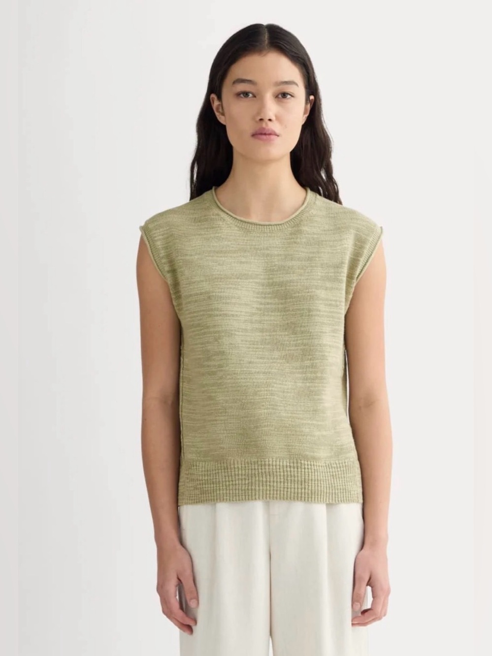 New Everlane THE MUSCLE SWEATER IN COTTON LINEN Eucalyptus XS Coastal Chic